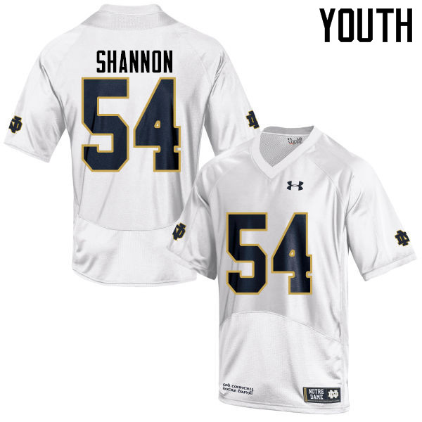 Youth #54 John Shannon Notre Dame Fighting Irish College Football Jerseys-White